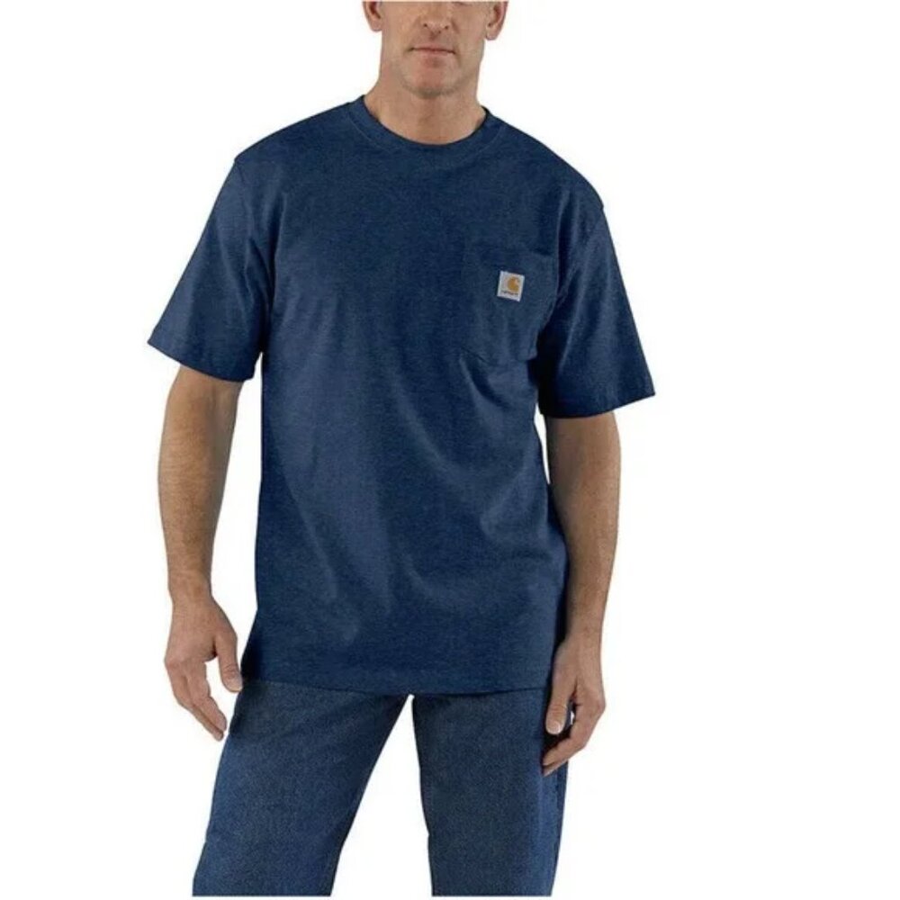 Carhartt | Navy Loose Fit Heavyweight Short Sleeve Pocket T-Shirt | Size Large